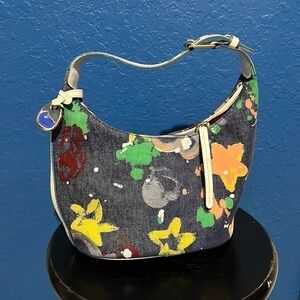 Dooney and Bourke shoulder bag.Canvas graffiti denim.Vintage, authentic